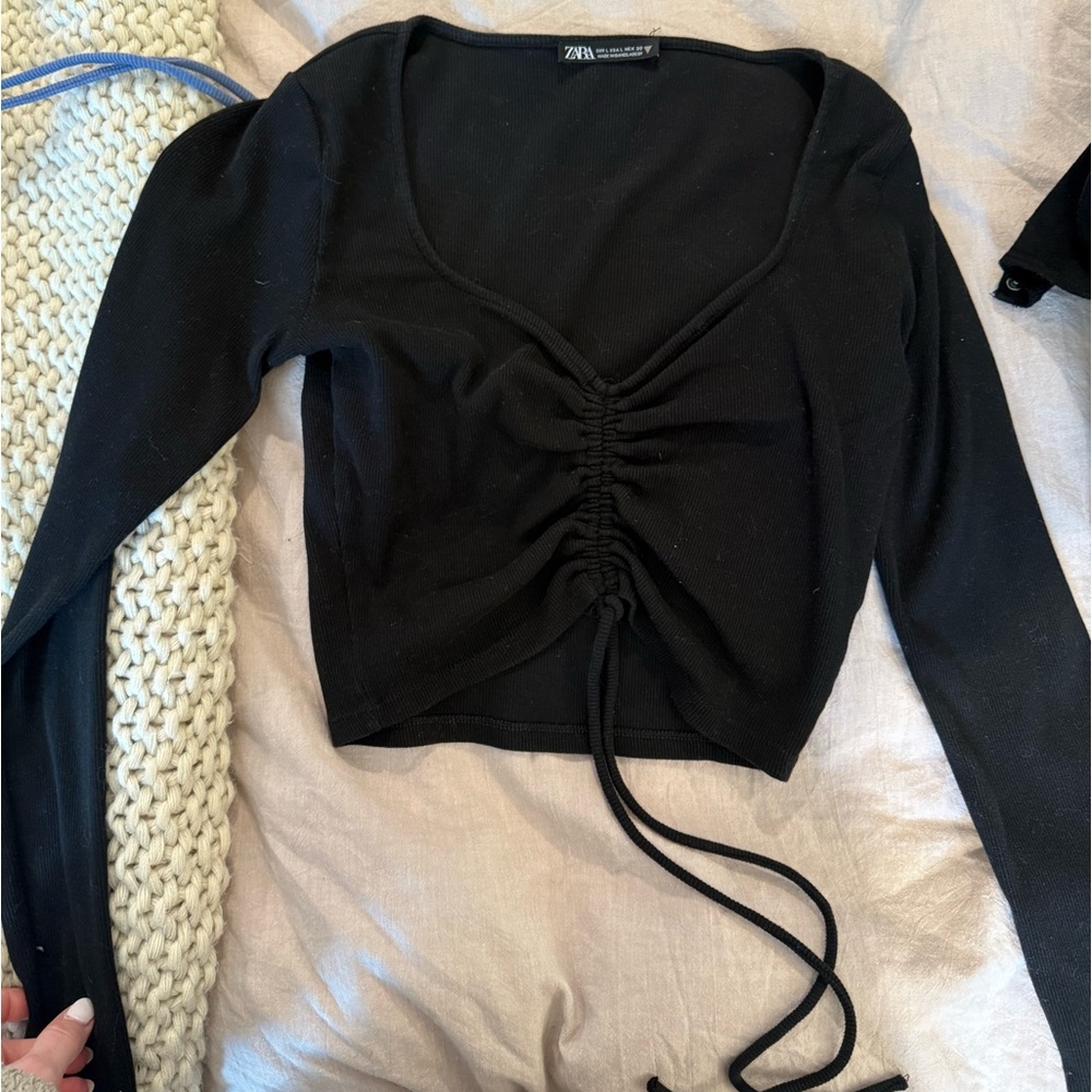 Zara Black Ruched Women's Top